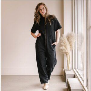 Atelier Delphine Ailuk Black Women's Jumpsuit Linen Medium $450